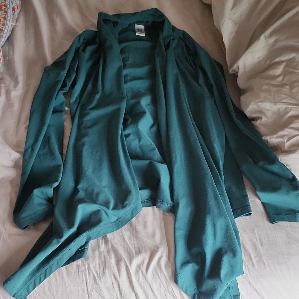 Teal Open Front Cardigan (Organic Cotton)